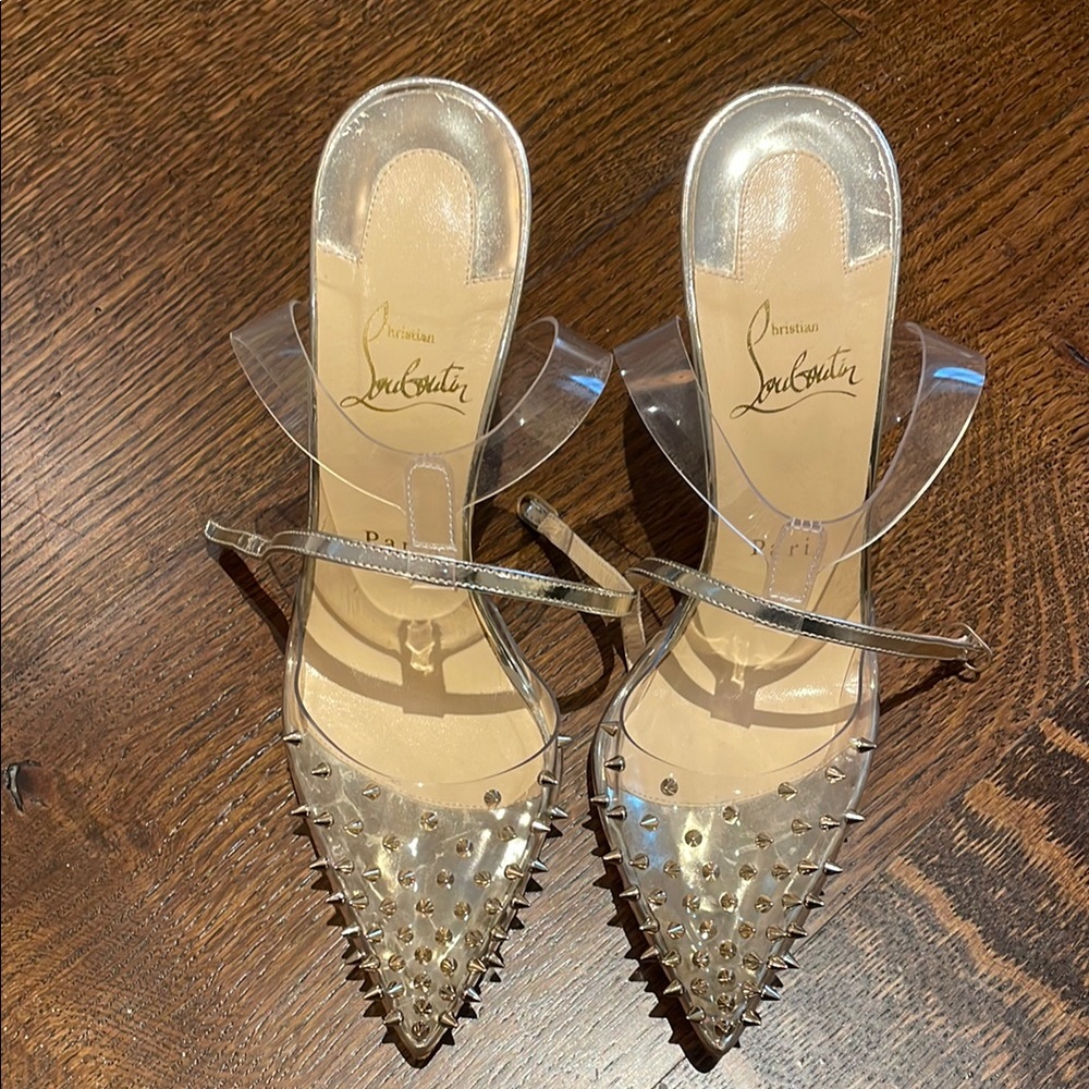 Christian Louboutin Metallic Silver Spiked Heels